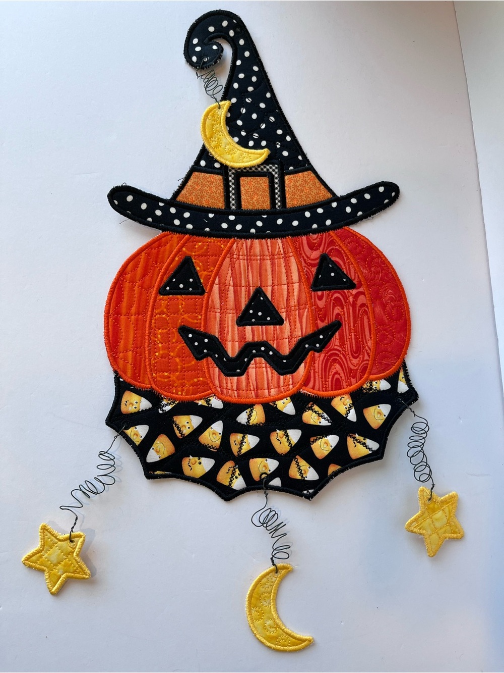 Handmade Halloween Pumpkin Candy Corn Quilted Wall Decor